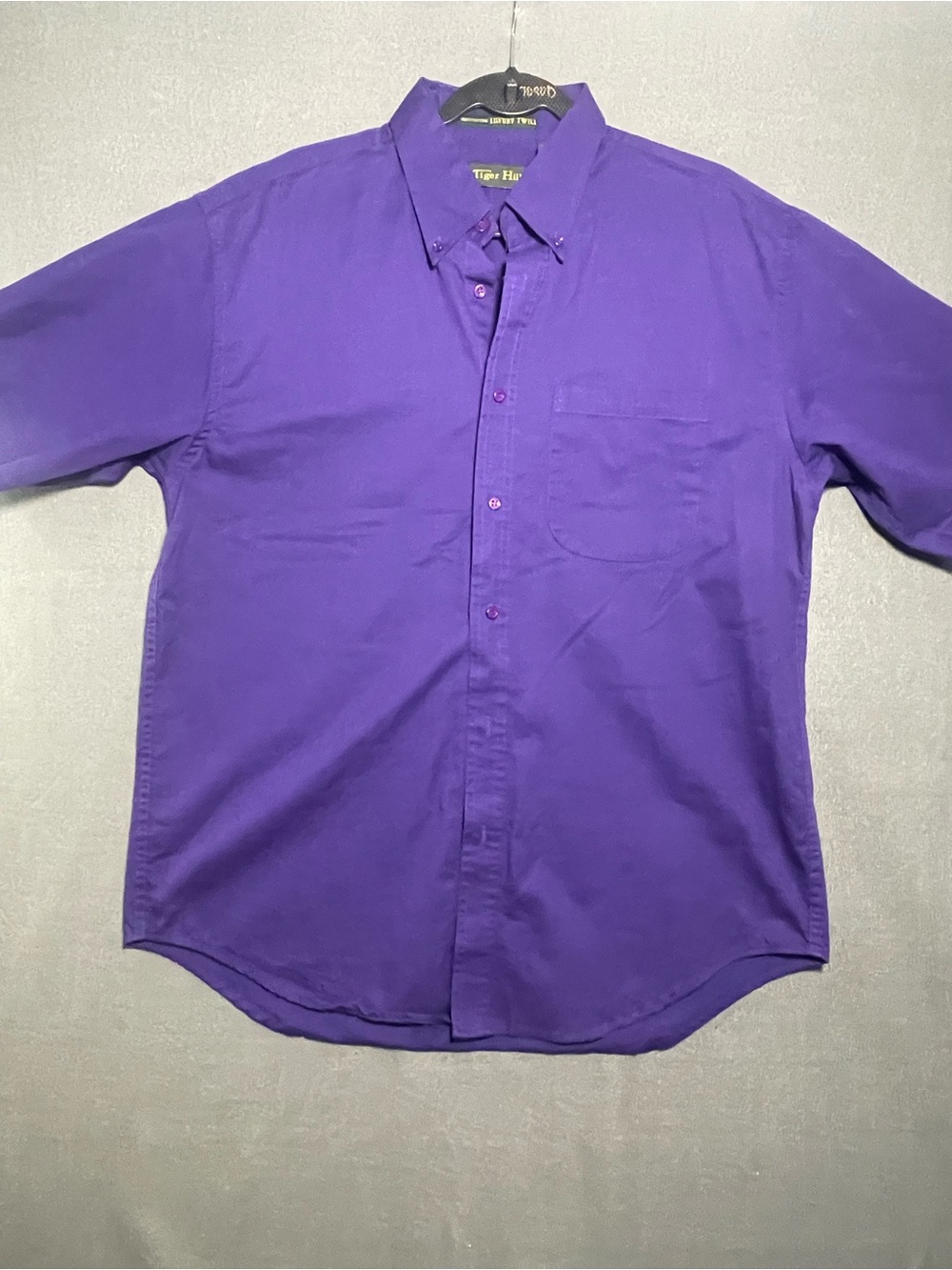 Tiger Hill Purple Button Down Shirt Large Cotton Short Sleeve Classic Fit